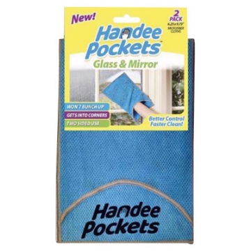 Picture of ZENITH  INNOVATION LLC 33224 HANDEE Pockets Glass & Mirror Microfiber Cleaning Cloths with Built-in Pockets, 6.25 in. W x 9.75 in. L, 2 Pack - Ultra Absorbent, Reusable, Streak-Free for Glass and Mirror (PK-6-EA)