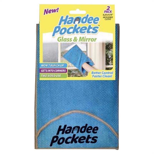 Picture of ZENITH  INNOVATION LLC 33224 HANDEE Pockets Glass & Mirror Microfiber Cleaning Cloths with Built-in Pockets, 6.25 in. W x 9.75 in. L, 2 Pack - Ultra Absorbent, Reusable, Streak-Free for Glass and Mirror (PK-6-EA)