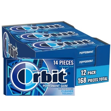 Picture of ORBIT IRRIGATION PRODUCTS INC 21486 ORBIT Peppermint Sugar Free Gum Individually Wrapped, Bulk Packs of Gum, 12 Packs of 14-Pieces (168 Total Pieces) (PK-12-EA)