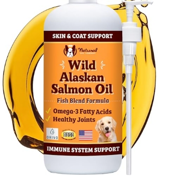 Picture of ELEMENTS BRANDS LLC SL-WASO-16 Natural Dog Company Wild Alaskan Salmon Oil Formula with Omega 3, Fish Oil for Dogs Supplement, Skin & Coat Dog Oil, Itchy Relief, Immune Support for Joints & Heart, Food Topper, 16 oz. (EA)