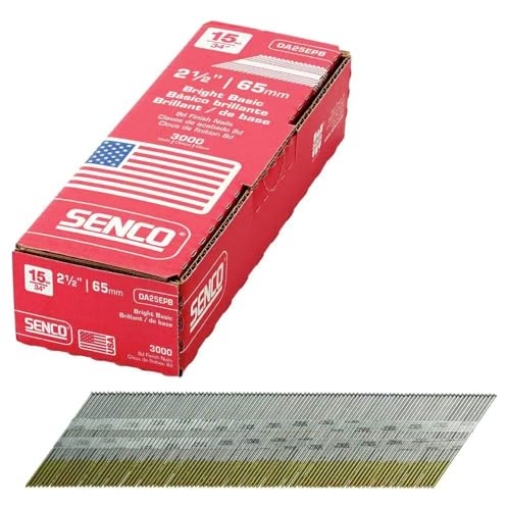 Picture of SENCO FASTENING SYSTEMS DA25EPB Angled Finish Nail, 15ga, 2-1/2 in, PK3000 (PK-3-EA)