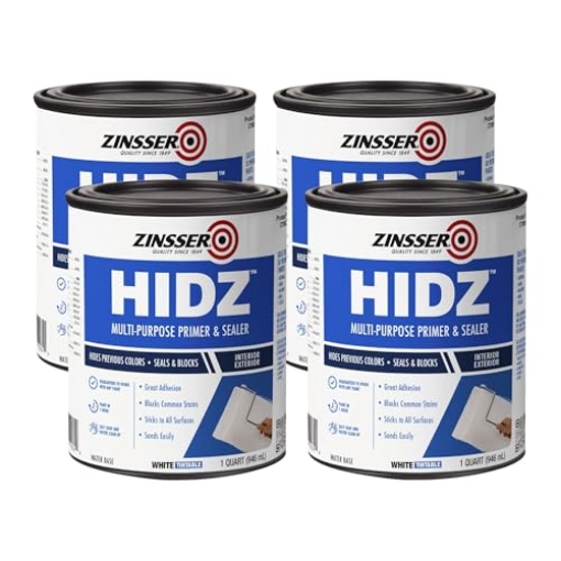 Picture of RUST OLEUM CORP 373693 Zinsser 373693-4PK HIDZ Multi-Purpose Primer and Sealer, Quart, Flat White, 4 Pack (PK-4-EA)