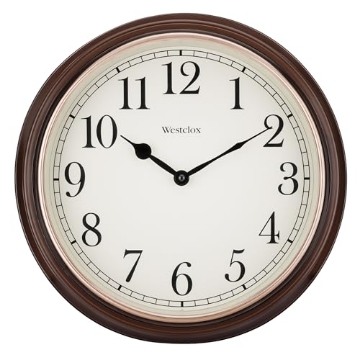 Picture of WESTCLOX(R) 73004P Westclox 15.5-Inch Traditional Woodgrain Wall Clock – Realistic Finish, Large Easy-to-Read Dial, Metal Hands, Rose Gold Bezel, Glass Lens, Quartz Accuracy (Woodgrain, 15.5-Inch) (EA)