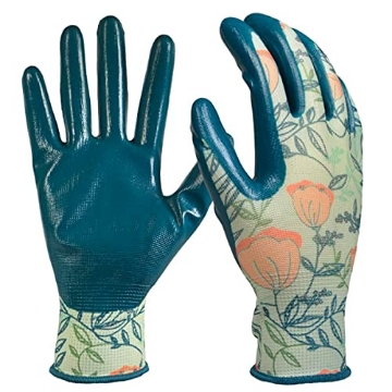 Picture of DIGZ 77870-26 Digz Stretch Knit Garden Gloves with Nitrile Coating | Latex-Free Rubber Gardening Gloves | Color: Coral Floral | Size: Small (EA)