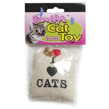 Picture of PDQ 12922 Boss Pet Scruffy's Catnip I Love Cats Catnip Burlap Sack with Bell and Heart Cat Toy (EA)