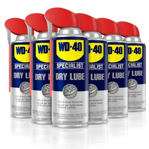 Picture of WD-40 Company 30005 WD-40 Specialist Dry Lube with Smart Straw, Lubricant for Corrosion Protection on Table Saws, Drills and Lathes, Industrial Strength Friction-Reducing Formula, 10 Oz., 6-pack case (PK-6-EA)
