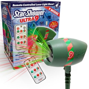 Picture of TELEBRANDS CORPORATION 17396-6 Star Shower Ultra 9 Holiday Laser Projector, AS SEEN ON TV, Fast & Easy Way to Decorate Your Home, 9 Laser Modes, Projects Thousands of Green and Red Lights, No Ladders or Hanging, Remote Control (EA)