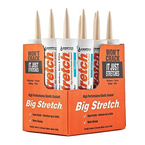 Picture of SASHCO INC (SEALANTS) 10002 Sashco - BIG-P-A-12 Big Stretch Latex High Performance Sealant – Almond (10.5 Ounce, 12 Pack) (PK-12-EA)