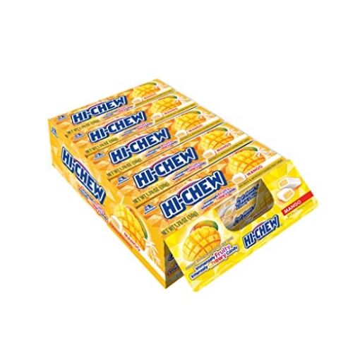 Picture of MORINAGA 10170 HI-CHEW Mango Sticks, 15-Pack, Soft & Chewy Candy, 1.76oz Each, Bulk Candy Individually Wrapped - Made with Immensely Juicy Fruity Flavors (PK-15-EA)