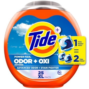 Picture of Tide 80367512 Tide Odor Defense + Oxi Laundry Detergent Pacs, Original Scent, 25 Count, Advanced Odor + Stain Fighter, laudry soap washing detergent pacs (PK-4-EA)