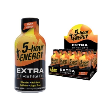 Picture of 5 Hour Energy 758124 5-Hour Energy Extra Strength Sugar Free Energy Shot 1.93 oz. Peach Mango (PK-12-EA)
