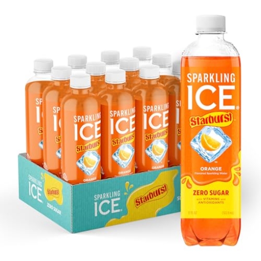 Picture of TALKING RAIN BEVERAGE COMPANY FG00538 Sparkling Ice STARBURST Orange, Zero Sugar Flavored Sparkling Water, with Vitamins and Antioxidants, Low Calorie Beverage, 17 fl oz Bottles (Pack of 12). (PK-12-EA)