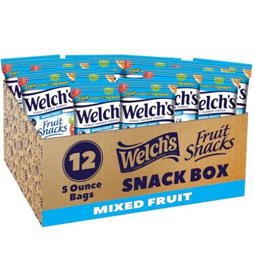 Picture of WELCH'S 653513 Welch's Fruit Snacks, Mixed Fruit, Perfect for School Lunches, Sharing Size Bags, 5 oz (Pack of 12) (PK-12-EA)