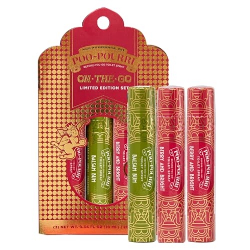 Picture of Poo-Pourri CP13355 Poo-Pourri Holiday On-The-Go Travel Size, 3 Pack Gift Set, 10mLs Each, Berry Boogie and Funky Fir - Cranberry, Cinnamon, Balsam Fir, Apple and Cedarwood (EA)