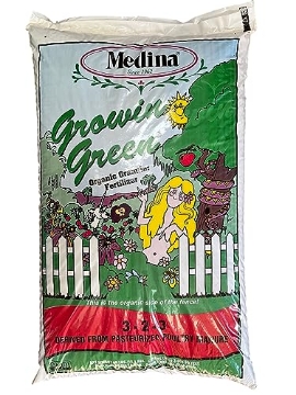 Picture of MEDINA GLASS BLOCK INC MED GRAN ORG 40 Medina Growin Green Granular Organic Fertilizer 4-2-3 3000 Sq. Ft. Granules 40 Lb. (EA)