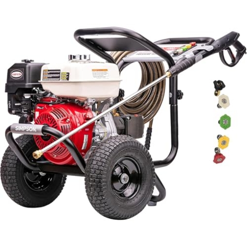 Picture of FNA GROUP INC 60869 SIMPSON Cleaning PS60869 PowerShot 4000 PSI Gas Pressure Washer, 3.5 GPM AAA Triplex Pump, Honda GX270 Engine, Includes Spray Gun, Wand, 5 QC Nozzle Tips, 3/8-inch x 50-Foot Monster Hose, 49-State (EA)
