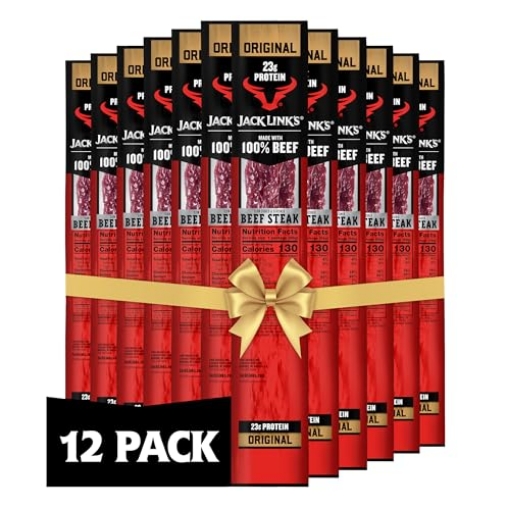 Picture of JCK 06003 Jack Link's Beef Steak, Original - Protein Snacks, Meat Snack with 23g of Protein, Made with 100% Beef, Individually Wrapped Bulk Snack Pack, Keto Friendly - 2 Oz. (12 Count) (PK-12-EA)