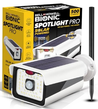 Picture of BELL+HOWELL(R) 2975 Bionic Spotlight PRO - Solar Spot Lights Outdoor Waterproof Motion Sensor Security Lights with Built-in Decoy Camera, Sticks Into Ground or Wall Mount, 500 Lumens, Adjustable, Premium ETFE Solar Panel (EA)