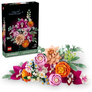 Picture of Lego 10342 LEGO Botanicals Pretty Pink Flower Bouquet Building Set for Adults - Gifts for Anniversary for Women & Men - Artificial Flowers for Decor or Table Display - 10342 (EA)