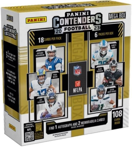Picture of ALL SPORTS MARKETING INC 2-15693-20 Panini 2023 Contenders Football Mega Trading Card Box (108 Cards/Box) One Autograph Teal Parallels (EA)
