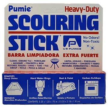 Picture of USPUMICE HDW-12 PUMIE Pumice Scouring Stick for Cleaning Toilet Rings Stain & Hard Water Rings, Tough Bathroom, Pools & Tubs, Extra Strong Heavy Duty Pumice Stone for Toilet Cleaning, Rust, Grills & Ovens- Pack of 12 (PK-12-EA)