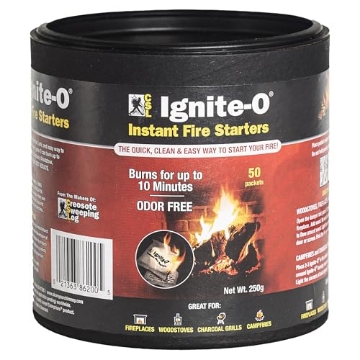 Picture of IGNITE-O JP0862-24 Ignite-O Instant Fire Starters - 50 Packets of Easy Lighting Fire Starter - Ideal for Campfires, Charcoal Grills, Fireplaces, and Woodstoves - Odorless, Fast Ignition (EA)