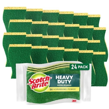 Picture of Scotch-Brite HD-3 Scotch-Brite Heavy Duty Scrub Sponge, 24 Kitchen Sponges Designed for Tough Messes in the Kitchen that Last 3X Longer*, Best for Cast Iron Skillets and Outdoor Grills, Flexible, Durable, and Strong (PK-8-EA)