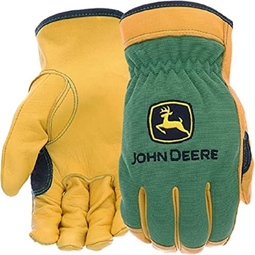 Picture of WEST CHESTER JD00008-XL John Deere JD00008-XL Men's Top Grain Deerskin Leather Driver Gloves, Abrasion Resistant, Tan, Water Resistant, Green, X-Large (EA)