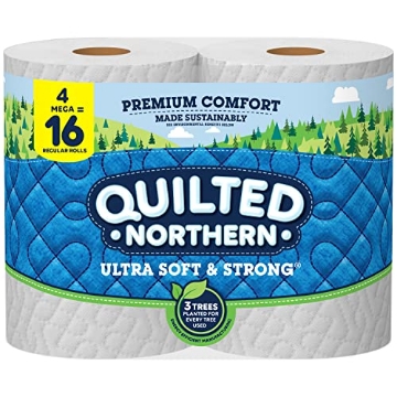 Picture of Quilted Northern 94560 Quilted Northern Ultra Soft & Strong Toilet Paper, 4 Mega Rolls = 16 Regular Rolls, 2-ply Bath Tissue (PK-12-EA)