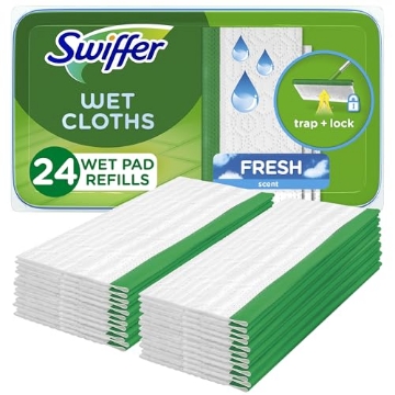 Picture of Swiffer 80374010 Swiffer Sweeper Wet Mopping Cloths, Mops for Floor Cleaning, Open-Window Fresh, 24 Count (EA)