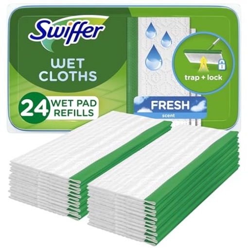 Picture of Swiffer 80374010 Swiffer Sweeper Wet Mopping Cloths, Mops for Floor Cleaning, Open-Window Fresh, 24 Count (EA)