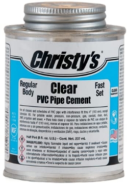 Picture of Christmas Time 505185 Christy's Clear PVC Cement - Regular Body, Fast Set, Low-VOC, 1/2 Pint (8 fl oz) (EA)