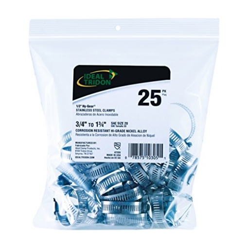 Picture of IDEAL TRIDON 6720550 Ideal Tridon Hy Gear 3/4 in. to 1-3/4 in. SAE 20 Silver Hose Clamp Stainless Steel Band (EA)