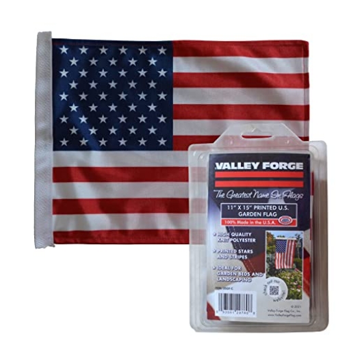Picture of VALLEY FORGE FLAG COMPANY LLC USGF-C American Garden Flag - 100% Made in the USA - 11" x 15" in - Printed Knit Polyester with Sleeve - Sturdy and Durable - Built to withstand the Outdoors and Harsh Weather – By Valley Forge Flag (EA)