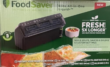 Picture of Food Saver 2182315 FoodSaver Elite All-in-One Liquid+ VS5910 Vacuum Sealing System with 6 Custom Settings, Built-in Handheld Sealer, 5-Year Warranty, Includes Bags and Roll (EA)