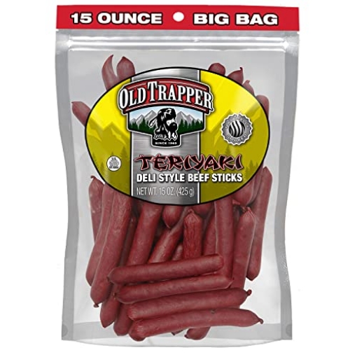 Picture of OLD TRAPPER SMOKED PRODUCTS INC 33315T Old Trapper Deli-Style Beef Sticks, Teriyaki Flavor, 15-Ounce Package, Great for On-the-Go Snacking, Six Grams of Protein and Less Than One Gram of Sugar per Serving (Pack of One) (EA)