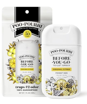 Picture of Poo-Pourri KT11322 Poo-Pourri Before-You-Go Pocket Toilet Spray, Travel Essentials, Original Citrus, 1 Fl Oz, Up to 50 Uses, On-The-Go Bathroom Odor Deodorizer with Essential Oils, TSA Approved Size, Lemon Bergamot (EA)