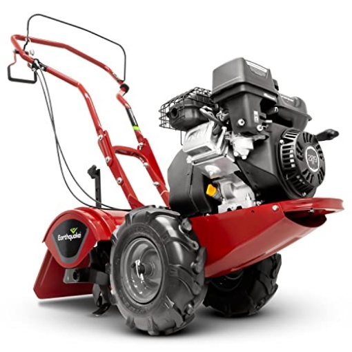 Picture of EARTHQUAKE 39381 EARTHQUAKE Victory Rear Tine Tiller, Powerful 209cc 4-Cycle Viper Engine, Rugged Bronze Gear Transmission, Counter-Rotating Tines, Instant Reverse, Pneumatic Wheels, Model: 39381, Red/Black (EA)