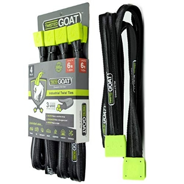Picture of TWISTED GOAT LLC TG-6FT-4PK Twisted Goat Industrial Twist Ties - Heavy Duty Reusable, Flexible Ties for Securing Cargo, Transporting Goods on Roof Rack, Hanging Hammocks, Organizing Camping Gear, and More! (6 ft 4 pack) (EA)