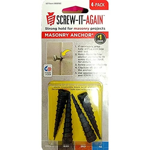 Picture of ROLL AND CHAIKEN ENTERPRISES LLC SIA-4PK-M Screw-It-Again Masonry Anchor - 4 Pack (EA)