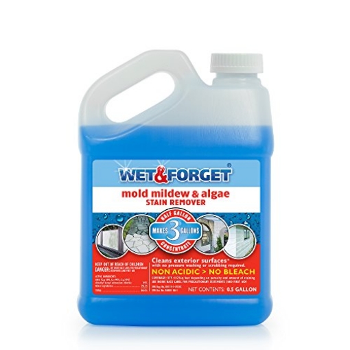 Picture of WET & FORGET INC 800064 Wet & Forget No Scrub Outdoor Cleaner for Easy Removal of Mold, Mildew and Algae Stains, Bleach-Free Formula, 0.5 Gallon Concentrate - Ships to California Only, 64 Fluid Ounces (EA)