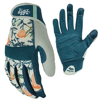 Picture of DIGZ 77872-26 Digz Stretch Knit Garden Gloves with Nitrile Coating | Latex-Free Rubber Gardening Gloves | Color: Coral Floral | Size: Large (EA)