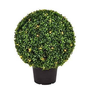 Picture of Vickerman TP171320LED Vickerman Everyday 20 Inch Artificial Pre-Lit Boxwood Topiary Ball - UV Resistant Indoor Outdoor - Potted Natural Green - Home Patio Tabletop Faux Bush Decoration (EA)