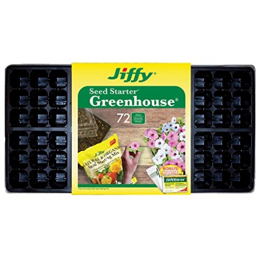 Picture of Jiffy/Ferry Morse Seed Co T72HST-14 Jiffy Seed Starting Greenhouse with 72 Biodegradable 36mm Peat Pellets and Bonus SUPERthrive Sample + Plant Markers (T72HST14) (EA)