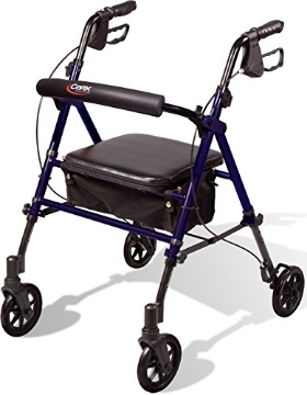 Picture of CAREX HEALTH BRANDS FGA22300 0000 Carex Step 'N Rest Aluminum Rollator Walker with Seat, Rolling Walker for Seniors with Back Support, 6 Inch Wheels, 250lbs Support, Under Seat Storage, for Seniors & Adults, Lightweight, Dark Blue (EA)