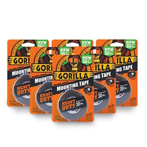 Picture of GORILLA GOR6055002 Gorilla Heavy Duty Double Sided Mounting Tape, 1" x 60", Black, (Pack of 6) (PACK-6-EA)