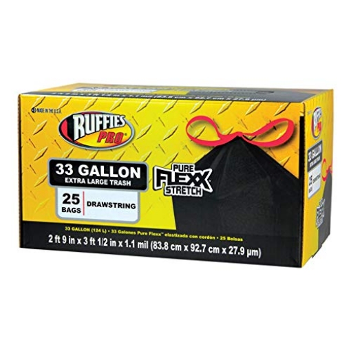 Picture of RUFFIES 1106983 Berry Plastics- Flex Films Ruffies Pro 33 gal. Trash Bags Drawstring 25 pk (PK-6-EA)