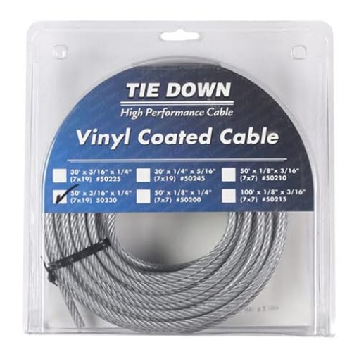 Picture of TIE DOWN ENGINEERING INC 50230 Tie Down 50230 Galvanized Cable (3/16" ID x 1/4" OD, 50 Foot Roll), Pack (EA)