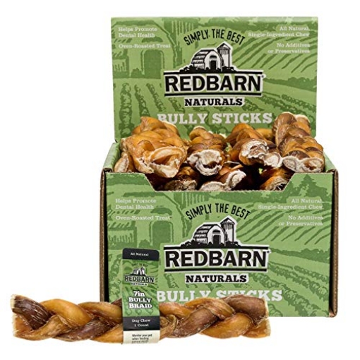 Picture of REDBARN PET PRODUCTS LLC 227001 Redbarn 7" Braided Bully Sticks for Dogs - Natural, Grain-Free, Highly Palatable, Long-Lasting Dental Chews Sourced from Free-Range, Grass-Fed Cattle 25 Sticks (PK-20-EA)