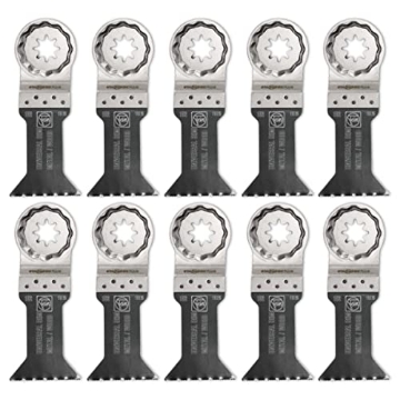 Picture of FEIN POWER TOOLS INC 63502152290 Fein Starlock Plus E-Cut Universal Saw Blade - Precision Cutting for Wood, Drywall & Plastics, Bimetal with Wavy Universal Teeth, 1-3/4" Medium Width, 2 3/4" Length, 10-Pack - 63502152290 (EA)